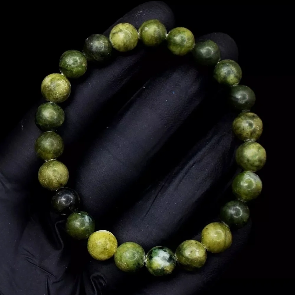Forest Green Jasper 100.00 Cts Stretchable Gemstone Round Beaded 7